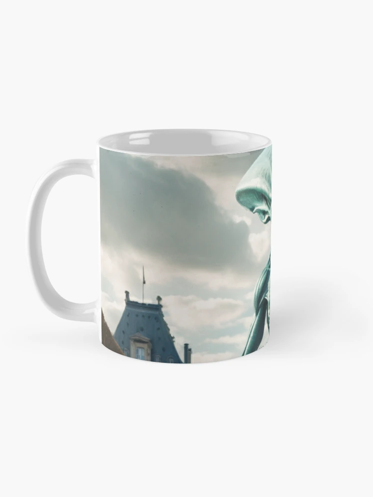 Add some otherworldly intrigue to your coffee routine with the Scary Alien in Front of a Luxurious Palace Coffee Mug—a bold design that blends the extraterrestrial with luxury. - www.lacoo.eu