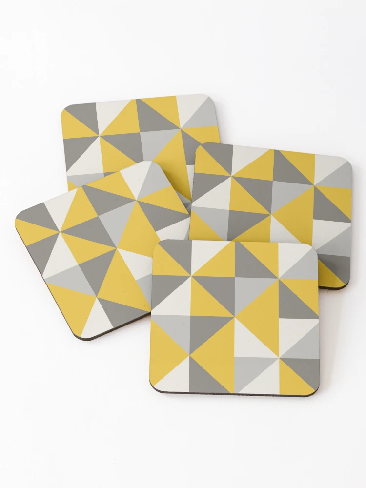 Retro Triangle Design in Yellow and Grey Coasters (Set of 4) - www.lacoo.eu