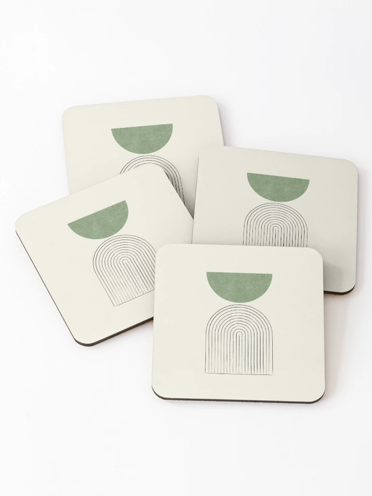 Arch Balance Green - Mid century modern Coasters (Set of 4) - www.lacoo.eu