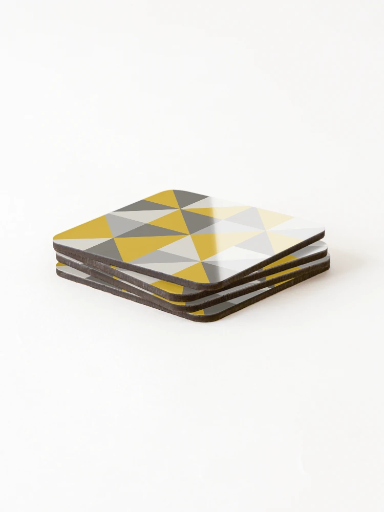 Retro Triangle Design in Yellow and Grey Coasters (Set of 4) - www.lacoo.eu