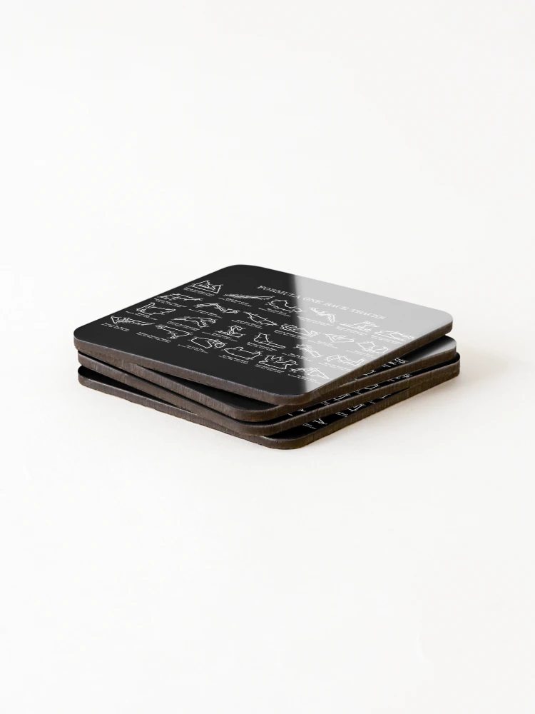 F1 Race Tracks (White Stencil-No Background) Coasters (Set of 4) - www.lacoo.eu