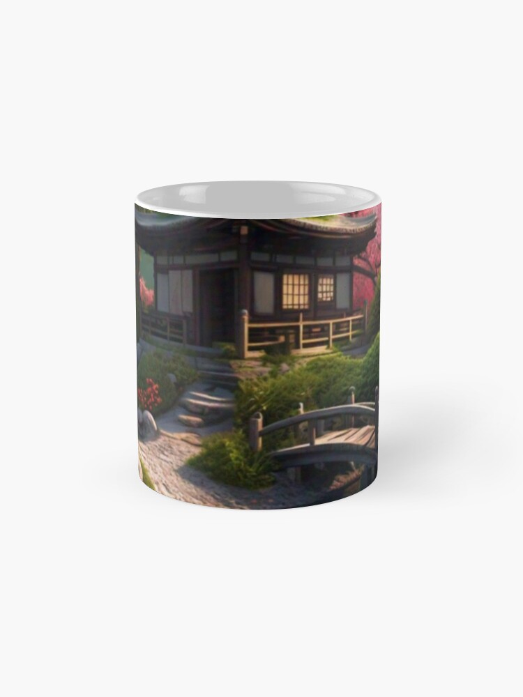 HD 3D Serene Japanese Zen Garden with Koi Pond, Cherry Blossoms, and Wooden Bridge Coffee Mug - www.lacoo.eu