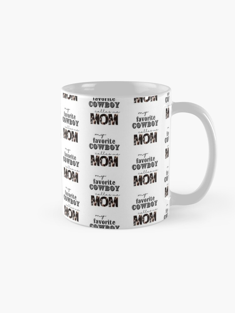 "My Favorite Cowboy Calls Me Mom" Cow Hide Design Coffee Mug - www.lacoo.eu