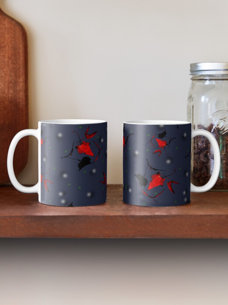 Autumn Whispers - Elegant Red and Black Leaf Pattern Coffee Mug - www.lacoo.eu