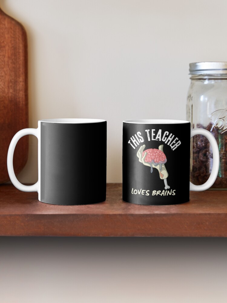 Teacher loves brains zombie funny halloween dress up school job career Coffee Mug - www.lacoo.eu