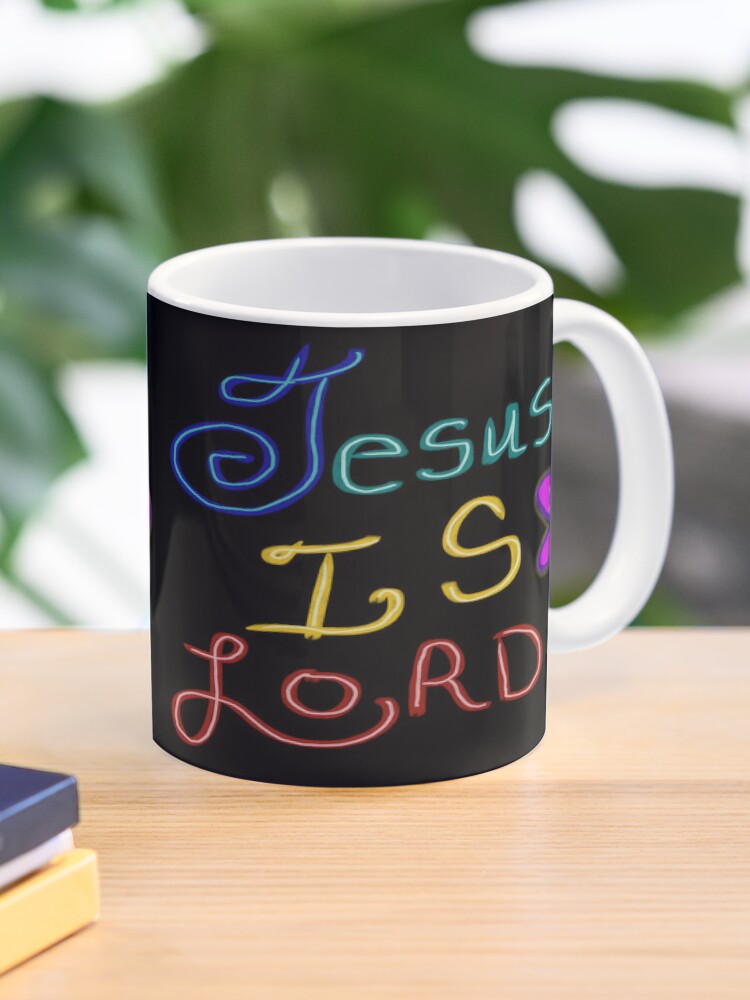 ‘Jesus is LORD’ Colorful Text with Purple Flower Coffee Mug - www.lacoo.eu