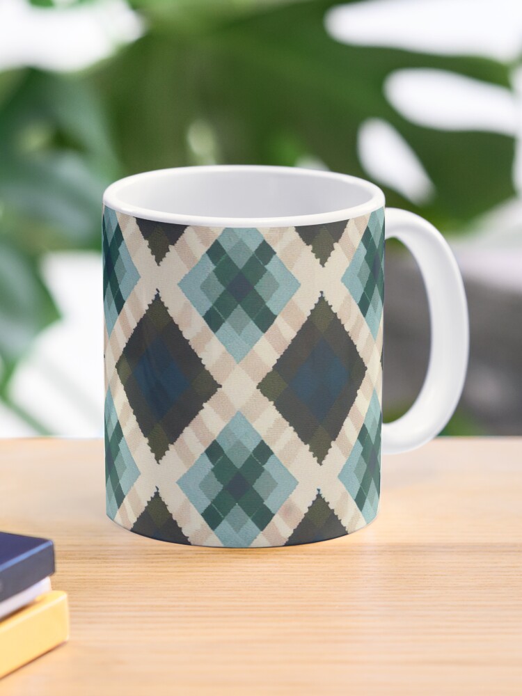 Blue Argyle Sweater Pattern Coffee Mug - www.lacoo.eu