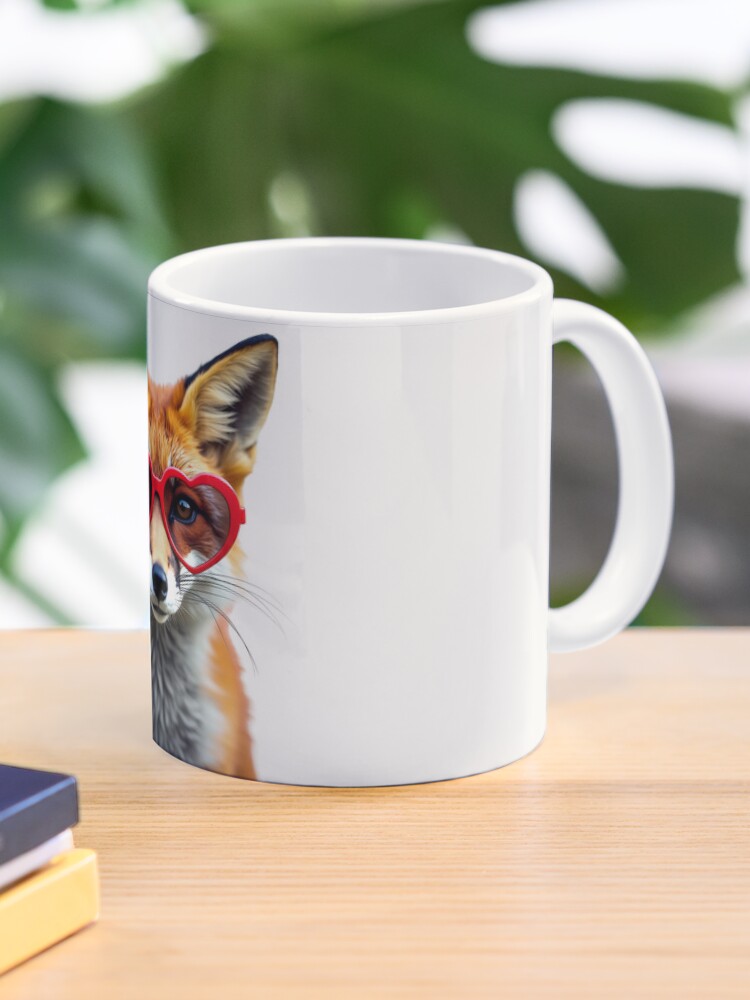 Funny cool Fox wearing heart shape sunglasses Coffee Mug - www.lacoo.eu