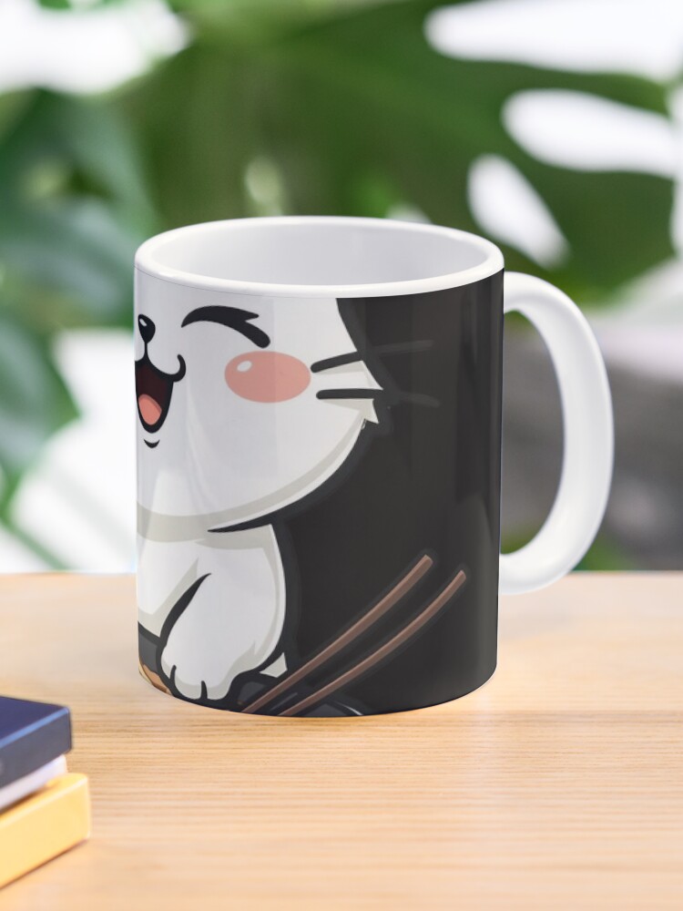 Whiskers & Noodles: Minimalist Cats Ramen Feast Coffee Mug - www.lacoo.eu