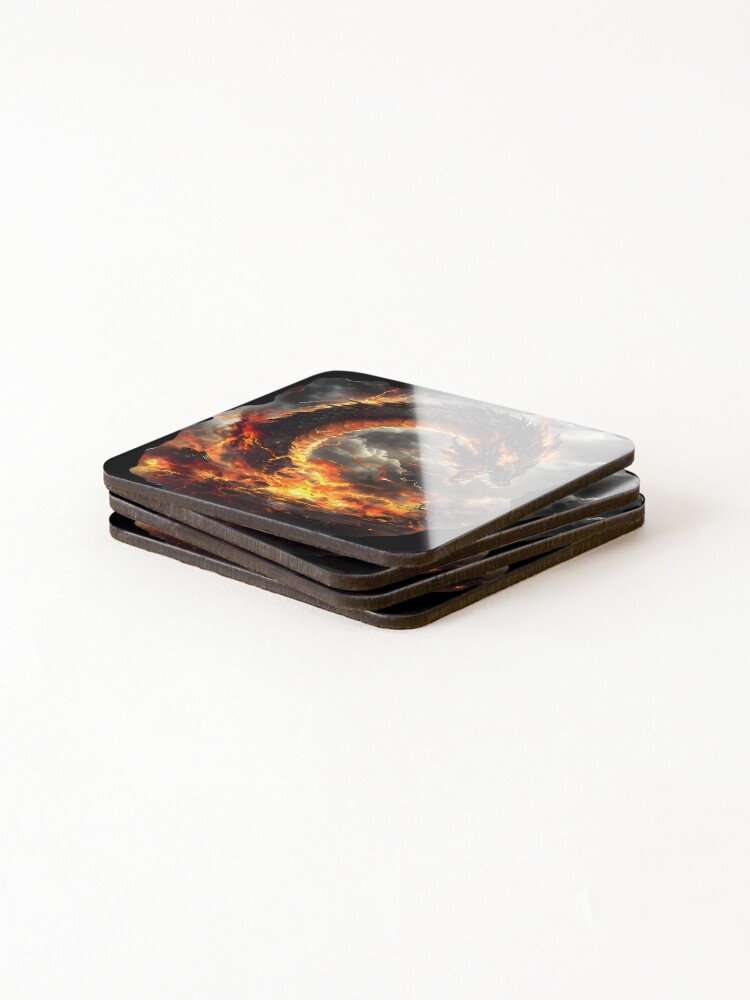 Unleash fiery power with the Blaze of the Tempest Dragon Coasters (Set of 4)! Featuring a stunning dragon design, these coasters are perfect for fantasy lovers and dragon enthusiasts. - www.lacoo.eu