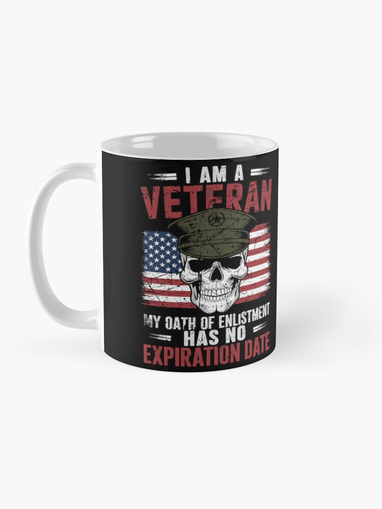 'My Oath of Enlistment Has No Expiration Date' Patriotic Skull and American Flag Design Coffee Mug - www.lacoo.eu