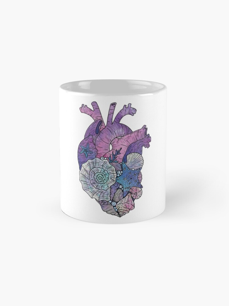 ' Mermaids Heart ' Ocean Inspired Illustration Coffee Mug - Image 6