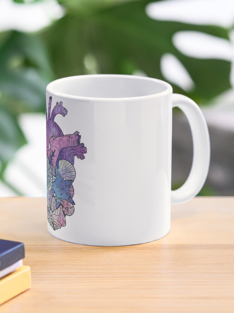 ' Mermaids Heart ' Ocean Inspired Illustration Coffee Mug - Image 4