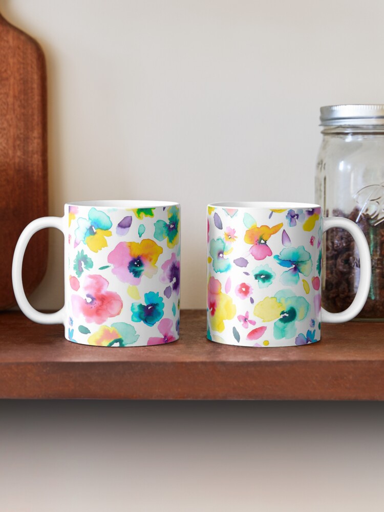 Watercolor Colorful Tropical Flowers  Coffee Mug - Image 4