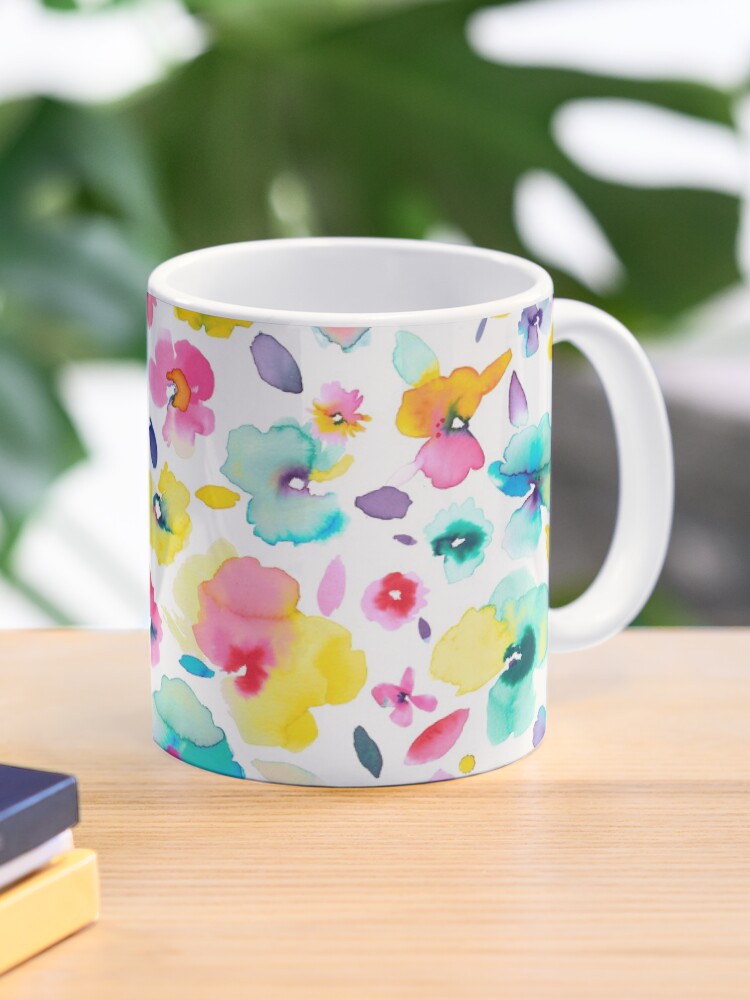 Watercolor Colorful Tropical Flowers  Coffee Mug - Image 2
